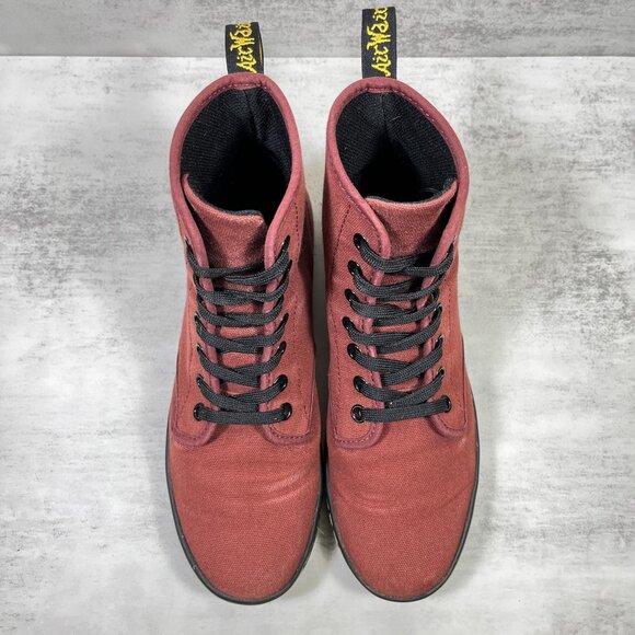 Dr Martens Shoreditch Canvas Lace Up Boots - Women's Size 7 - Red - Picture 7 of 10